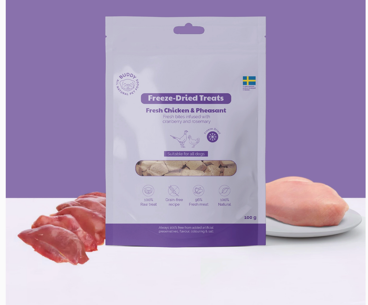 Friandises lyophilisées au poulet frais et au faisan