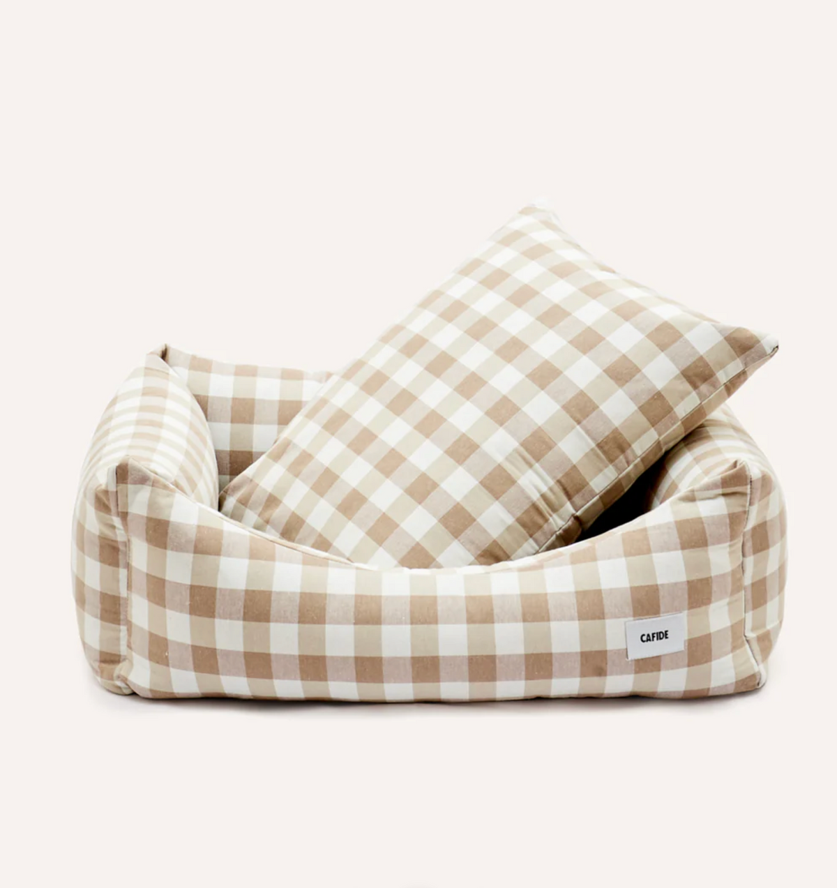 Hondenmand Vichy beige