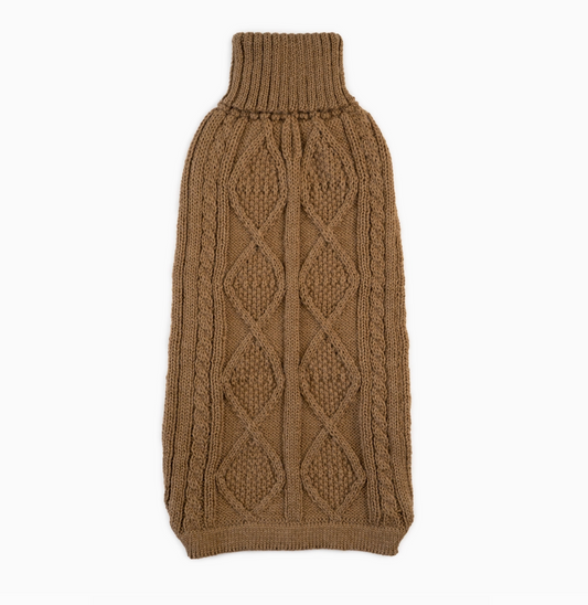 Camel Aran Alpaca dog sweater
