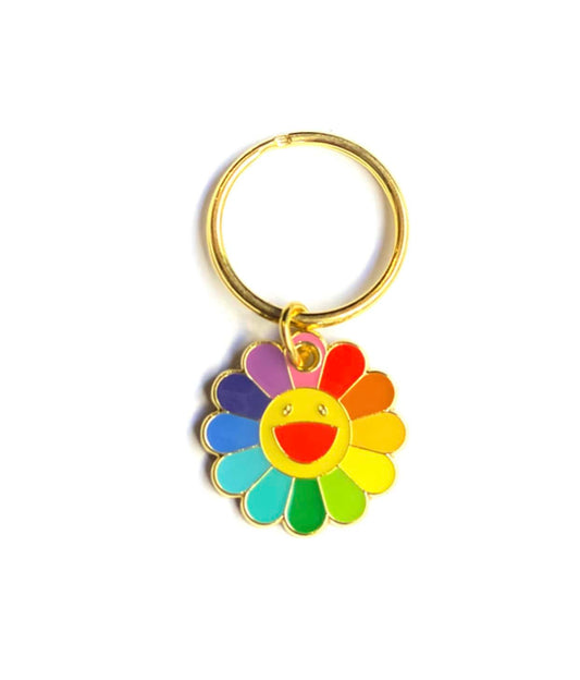 ID tag rainbow flower