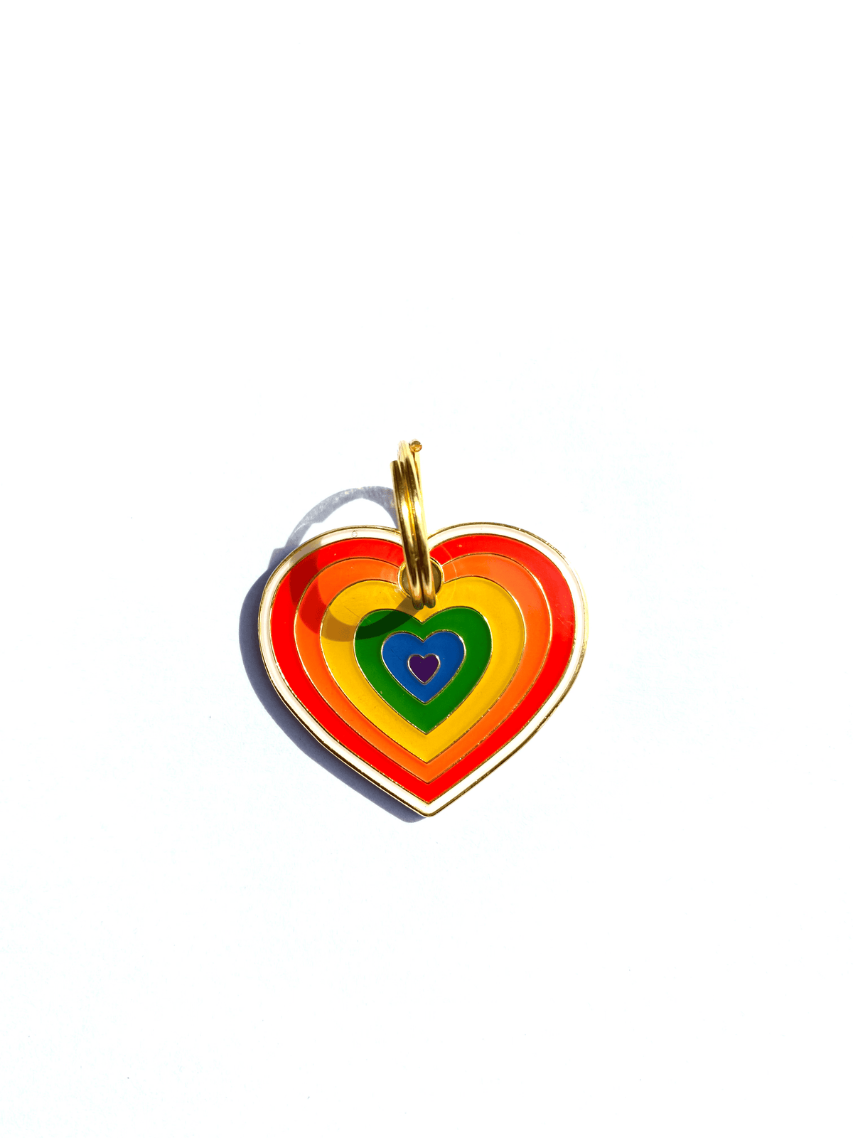 Médaille d'identification cœur arc-en-ciel