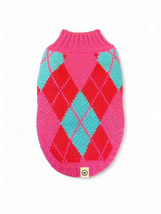 Argyle pink dog sweater
