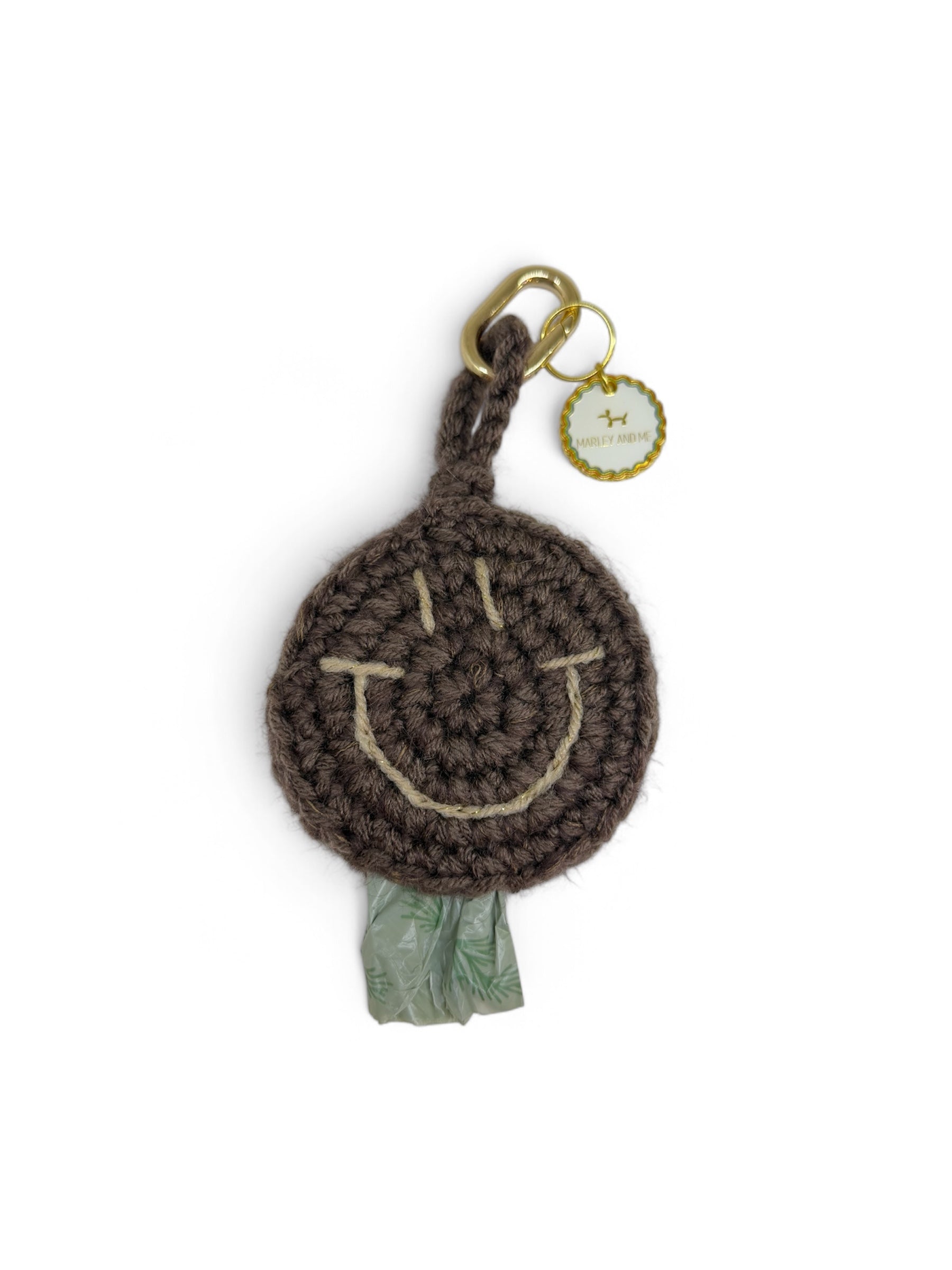 Smiley poop bag brown