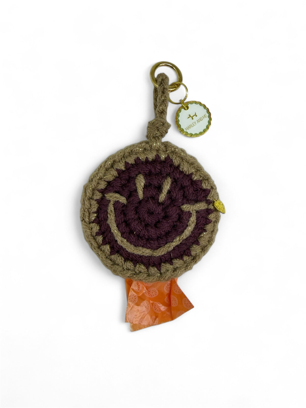 Smiley poepzakje Aubergine/camel