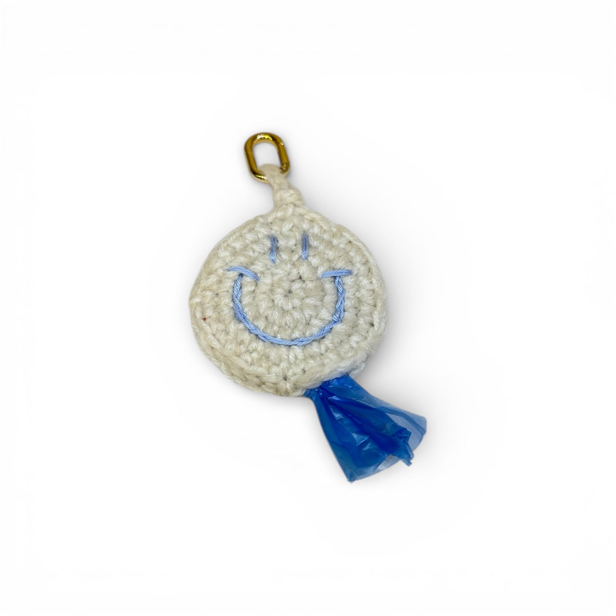 Smiley poepzakje wit/licht blauw