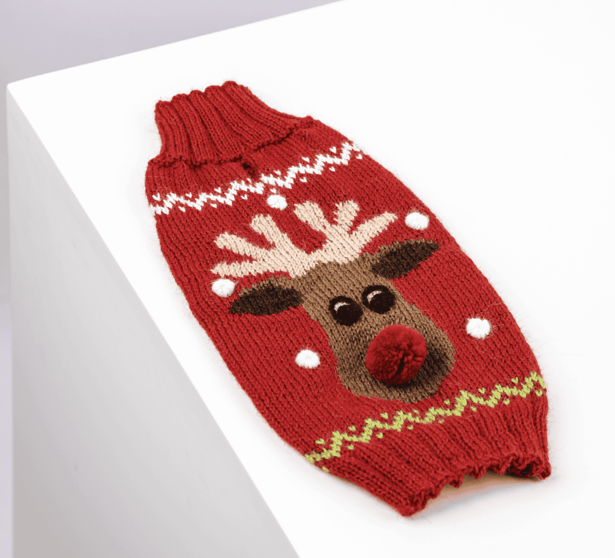 Red Rudolph Alpaca Dog Sweater