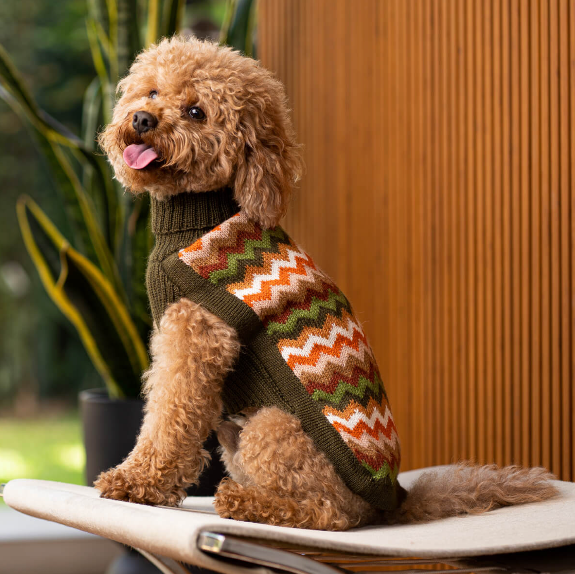 Forest Chevron Knit alpaca dog sweater
