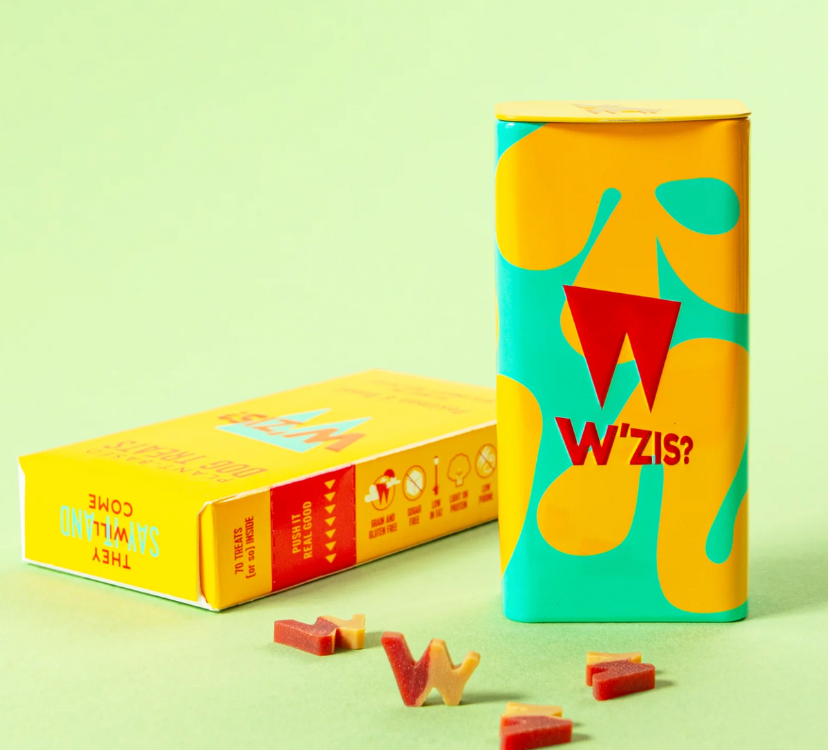 Boîte et friandises pour chien vertes