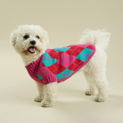 Argyle pink dog sweater