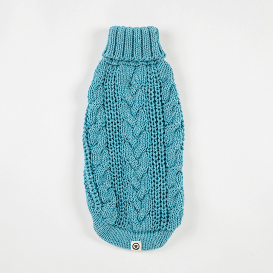 Eco Cable Light Blue dog sweater